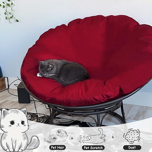 Sqodok Papasan Cushion Cover Only 50in Outdoor Indoor Papasan Chair Cushion Covers Waterproof Papasan Slipcover Papasan Covers for Cushions with Zipper and Ties, Machine Washable, Burgundy - Image 3