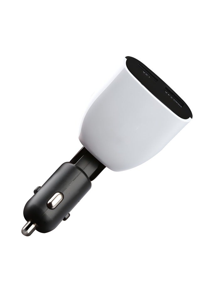 Taimi Smart Car Charger 3.4A With Dual USB Port And LED Display For Real-Time Voltage Display - Black/White - Image 1