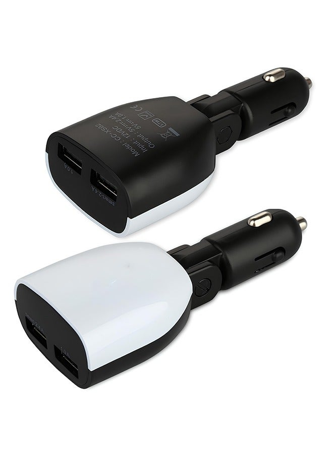 Taimi Smart Car Charger 3.4A With Dual USB Port And LED Display For Real-Time Voltage Display - Black/White - Image 2