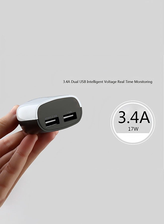 Taimi Smart Car Charger 3.4A With Dual USB Port And LED Display For Real-Time Voltage Display - Black/White - Image 5