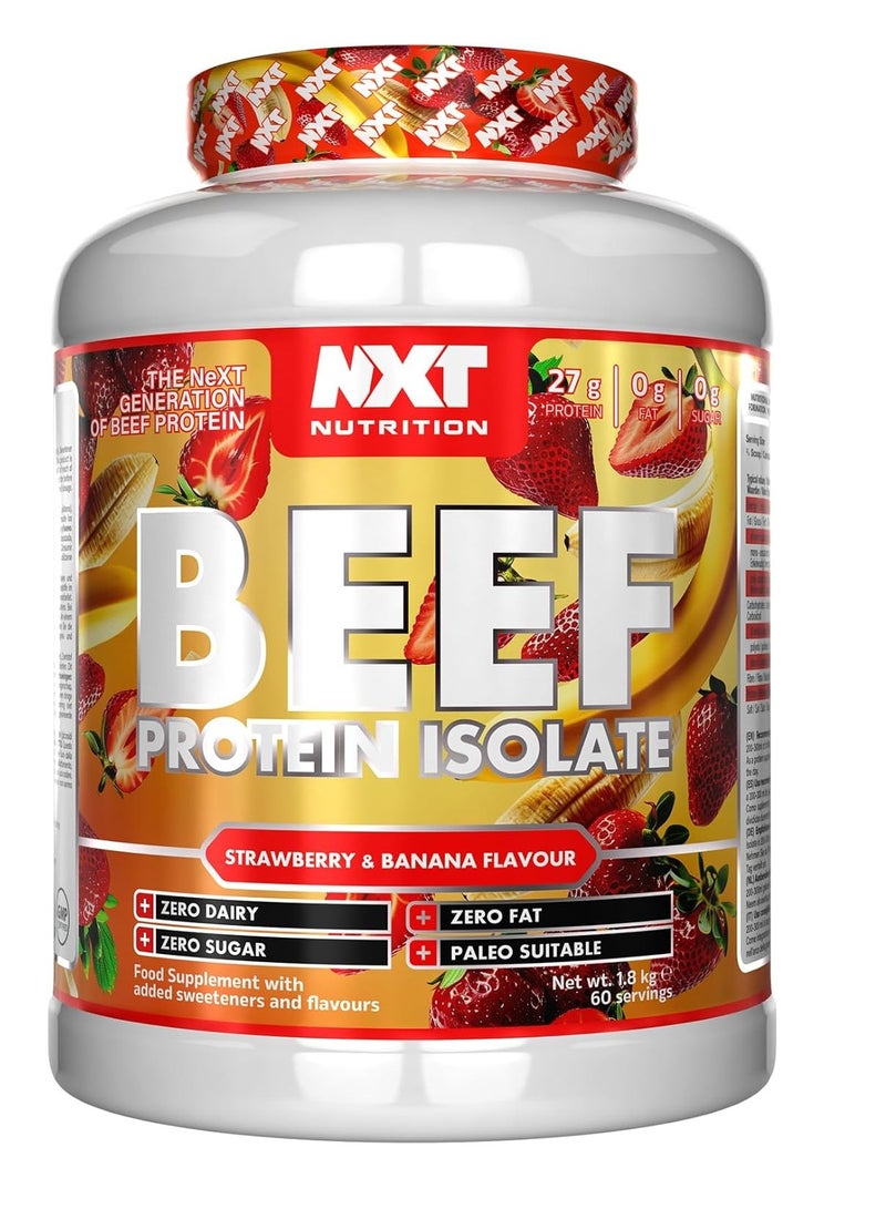NXT Nutrition NXT Beef Protein Isolate Strawberry Banana 1.8kg 60 Servings - Image 1