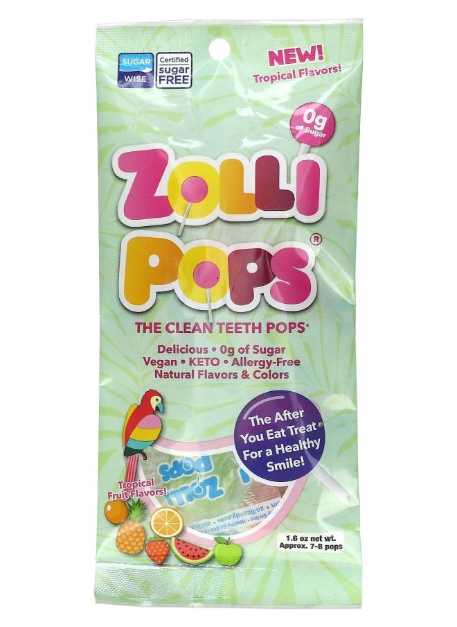 ZOLLIPOPS Zolli Pops The Clean Teeth Drops Tropical Fruit Approx. 7-8 Pops 1.6 oz 