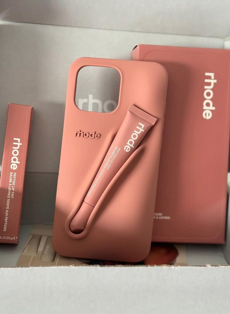 rhode Rhode Phone Case Combo for iPhone 15 Pro Max - Peptide Lip Gloss + Silicone Cover for iPhone 15 Pro Max with Tote Bag & Stickers - Gift Set for Girls/Women  - Image 2