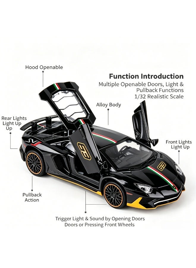 LAMBORGHINI High-Detail Alloy Car Model with Realistic Lighting & Sound Effects, 1:32 Scale Die-Cast Vehicle, Collectible Display Model for Adults & Kids - Image 2