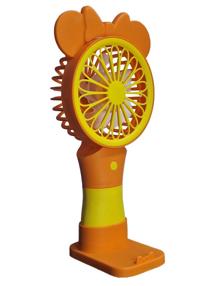 Generic - Mini handheld fan, Cute design decorated with ears  in the middle and bright colours , small size and easy to carry by hand or put in bag, equipped with USB rechargeable battery, on/off button, multiple air speeds, nice gift for kids - Image 1
