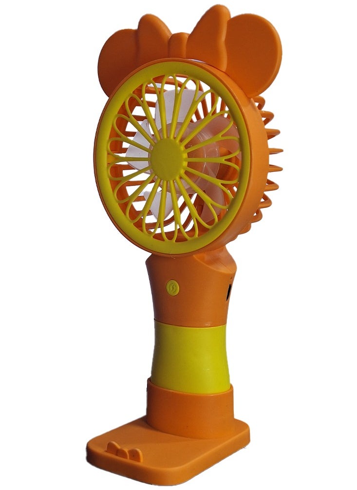 Generic - Mini handheld fan, Cute design decorated with ears  in the middle and bright colours , small size and easy to carry by hand or put in bag, equipped with USB rechargeable battery, on/off button, multiple air speeds, nice gift for kids - Image 1