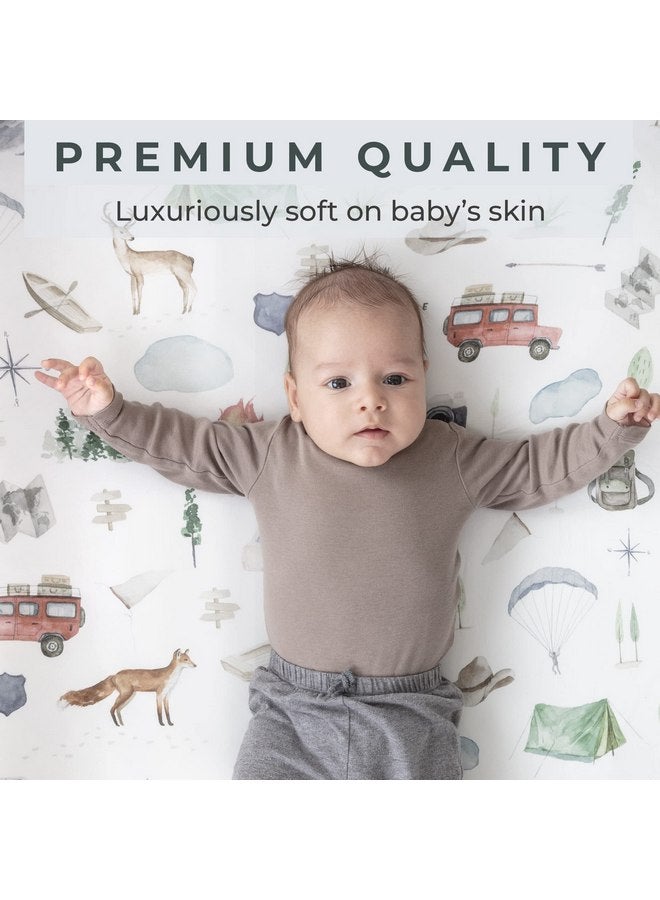 Pobibaby Pobibaby - 2 Pack Premium Fitted Baby Boy Crib Sheets for Standard Crib Mattress - Ultra-Soft Cotton Blend, Safe and Snug, and Stylish Woodland Sheet (Explore) - Image 2