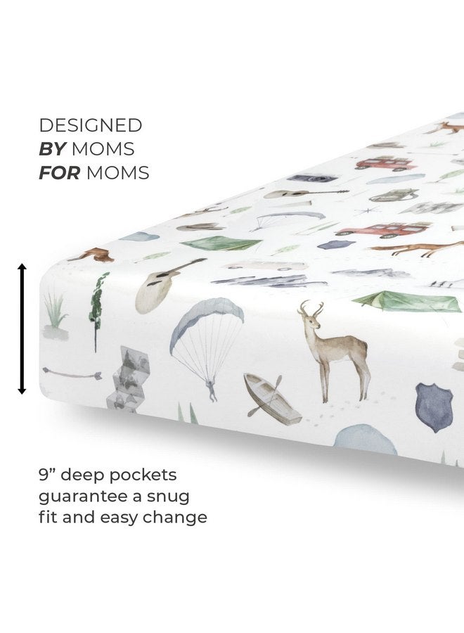 Pobibaby Pobibaby - 2 Pack Premium Fitted Baby Boy Crib Sheets for Standard Crib Mattress - Ultra-Soft Cotton Blend, Safe and Snug, and Stylish Woodland Sheet (Explore) - Image 4