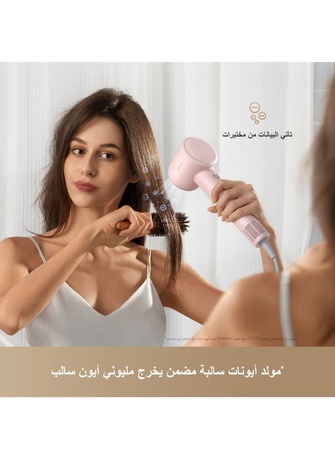 Dreame - Hair Gleam Hair Dryer, High Speed Motor 3 Mins Quick Drying, 2 Airflow Speeds 4 Temperature Levels, 330g Lightweight Low Noise (Pink) - Image 1