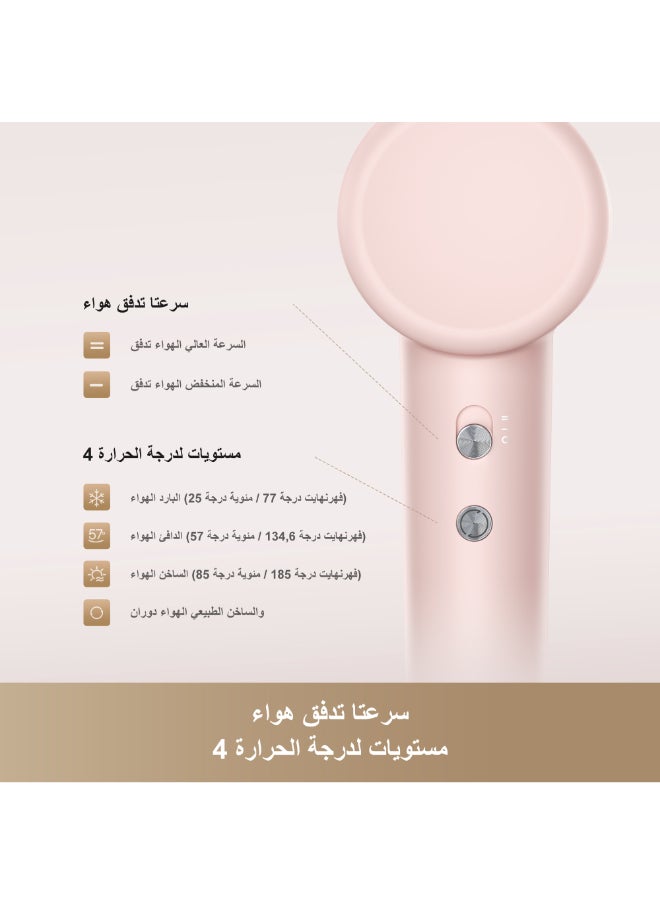 Dreame - Hair Gleam Hair Dryer, High Speed Motor 3 Mins Quick Drying, 2 Airflow Speeds 4 Temperature Levels, 330g Lightweight Low Noise (Pink) - Image 1