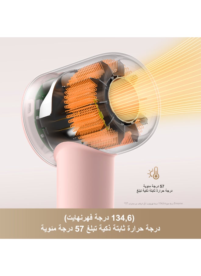 Dreame - Hair Gleam Hair Dryer, High Speed Motor 3 Mins Quick Drying, 2 Airflow Speeds 4 Temperature Levels, 330g Lightweight Low Noise (Pink) - Image 1