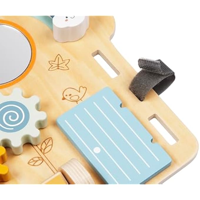 WOODEN ACTIVITY BOARD FOR BABIES & TODDLERS, MONTESSORI BUSY BOARD WITH BEADS, COGS & ANIMAL SORTERS, EDUCATIONAL TOY WITH PEEKABOO DOOR & MIRROR. BIRTHDAY GIFT FOR BOYS & GIRLS - Image 4