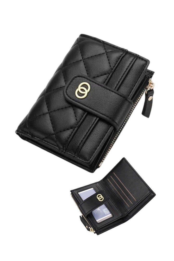 Minimalist Small Zipper Wallets for Women, Slim Bifold PU Leather Credit Card Holder Wallets With ID Window, Ladies Clutch Purses Mini Coin Purse, Black & Minimalist Small Zipper Wallets for Women, Slim Bifold PU Leather Credit Card Holder Wallets With ID Window, Ladies Clutch Purses Mini Coin Purse, Red - Image 2