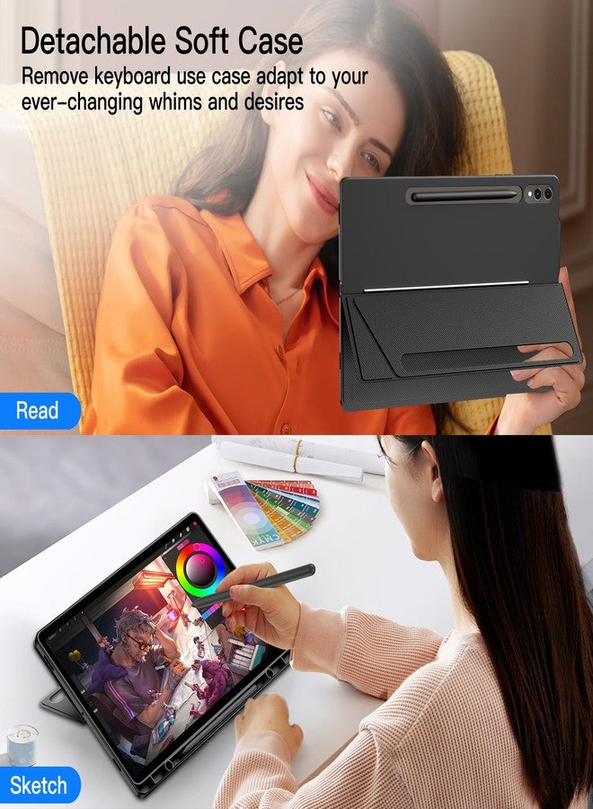 JUQITECH Trackpad Keyboard Case for Samsung Galaxy Tab S10+ 12.4 2024 S9 FE+ S9+ 12.4 Inch 2023, Tablet Protector Case Kickstand Magnetic Detachable Wireless Touchpad 7 Colors Backlit Keyboard - Image 3