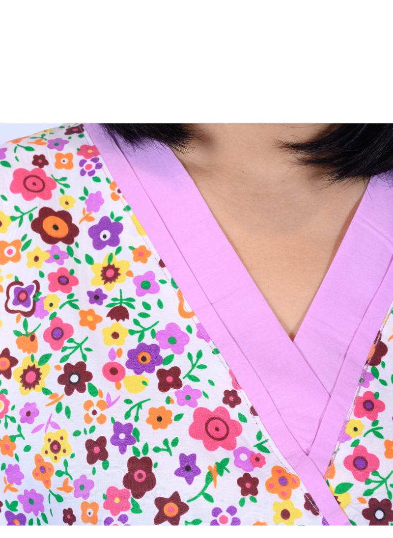 Generic A pink domestic worker uniform with a floral pattern  - Image 3