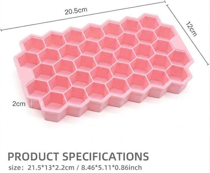 Jomo Store Silicone Honeycomb Ice Cube Tray with Cover, 37-Cube Flexible Ice Maker Mold, Quick Freezing Ice Tray for Juice, Cocktails, Chocolate and Multi-Purpose Use - Image 3