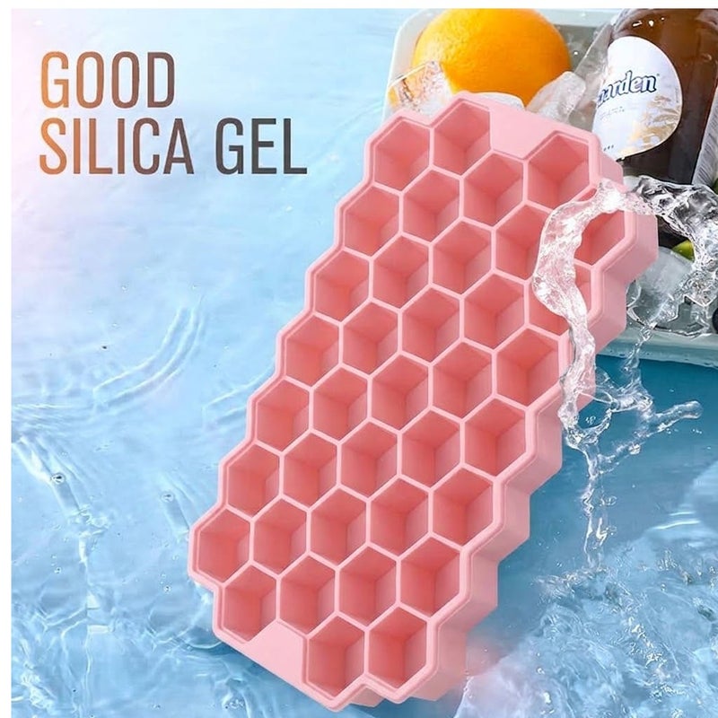 Jomo Store Silicone Honeycomb Ice Cube Tray with Cover, 37-Cube Flexible Ice Maker Mold, Quick Freezing Ice Tray for Juice, Cocktails, Chocolate and Multi-Purpose Use - Image 5