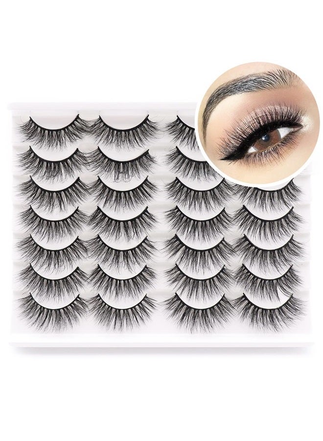 Losha Lashes 18mm Fluffy Natural Look Eyelashes Light Volume 14 Pairs Pack for Makeup (M809) - Image 1
