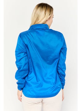 LACOSTE Women Brand Logo Windbreaker Jacket, Blue  - Image 4