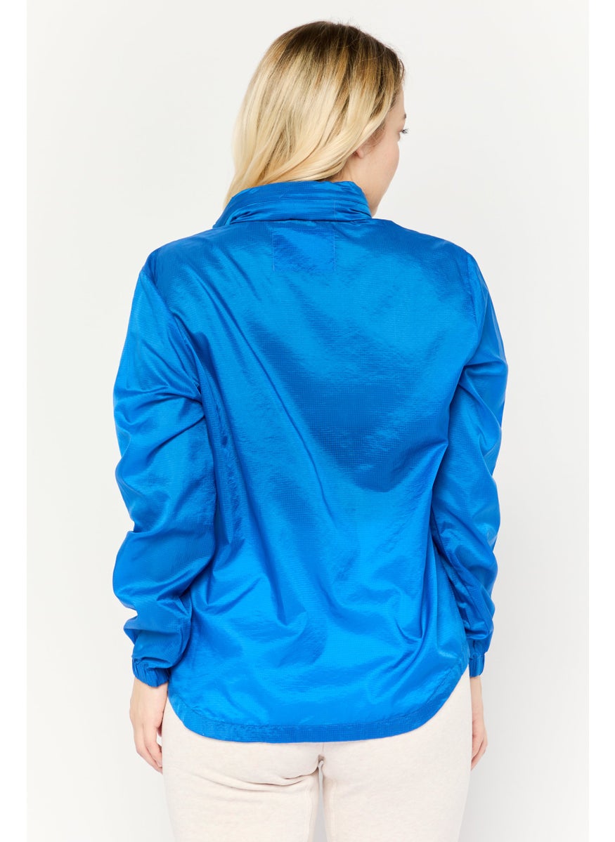LACOSTE Women Brand Logo Windbreaker Jacket, Blue  - Image 4