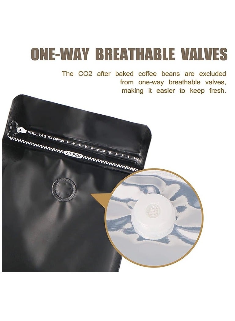 12Pcs Coffee Storage Bags With Valve Flat Bottom Self-Sealing Food Bags Matte Black  - Image 3