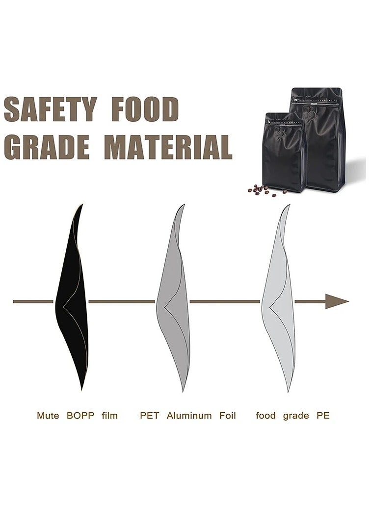 12Pcs Coffee Storage Bags With Valve Flat Bottom Self-Sealing Food Bags Matte Black  - Image 4
