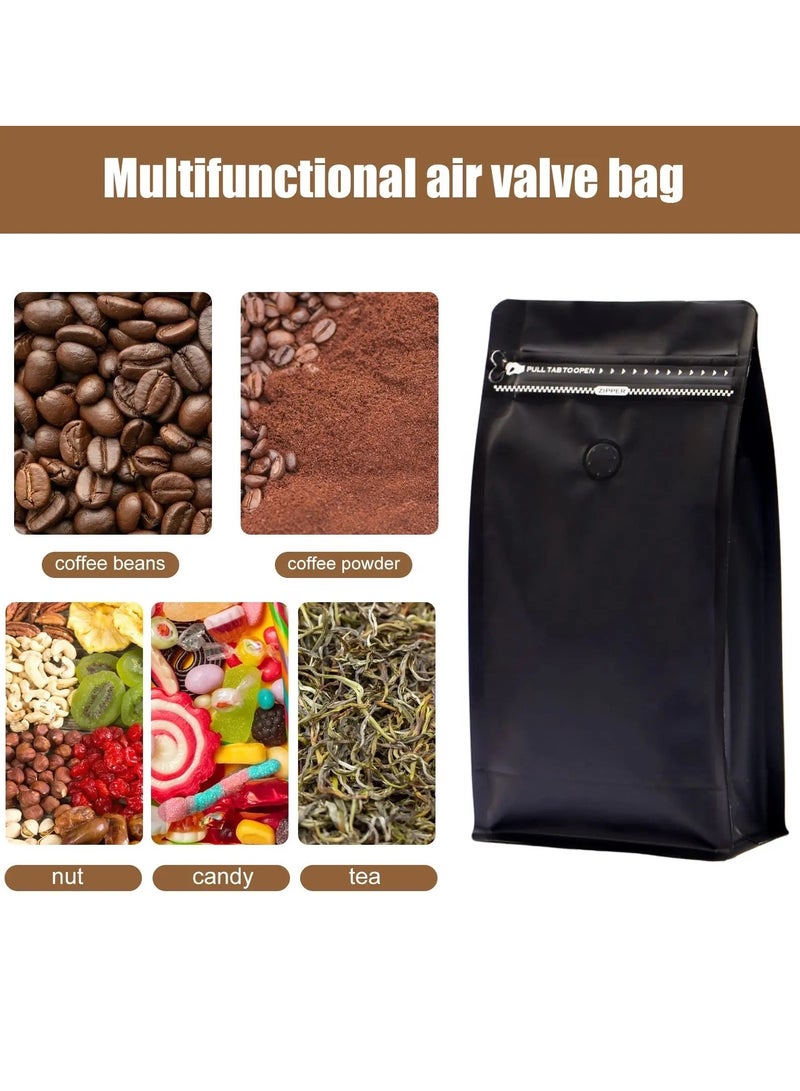 12Pcs Coffee Storage Bags With Valve Flat Bottom Self-Sealing Food Bags Matte Black  - Image 5