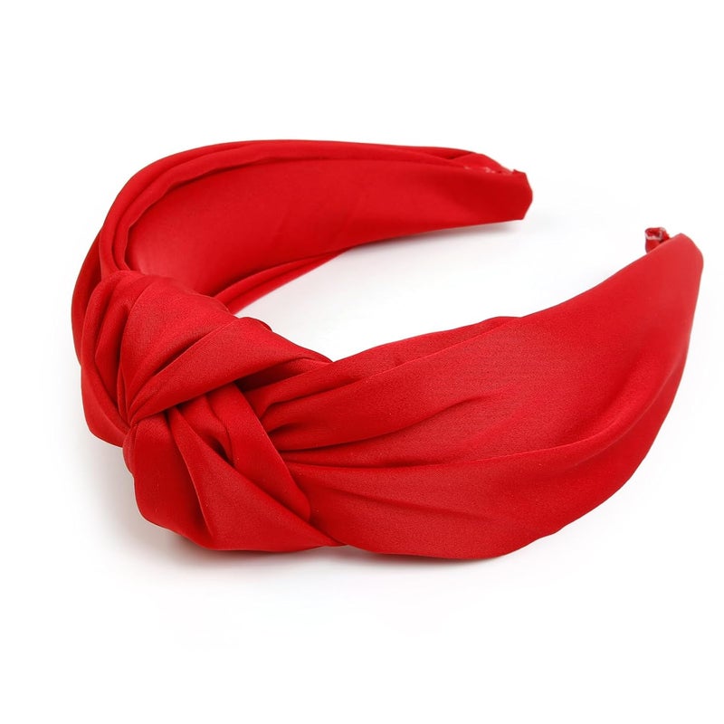 Knotted Headbands for Women Red Headband Non Slip Wide Thick Headband for Womens Hair Fashion Hair Accessories Women Headbands for Hair Elastic Hair Bands for Womens Hair