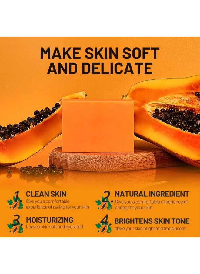 Disaar Papaya Whitening Soap 120g Organic Soap with Papaya Extract and Vitamin E Natural Brightening Moisturizing Skin Whitening Bar Even Tone Cleansing Soap for Face and Body - Image 3