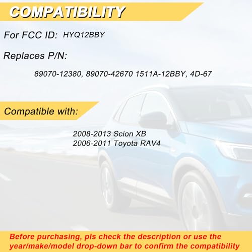 Vurkcy Key Fob Replacement for 2006-2011 Toyota RAV4/ 2008-2013 XB Car Keyless Entry Remote Control,HYQ12BBY 4D67 Chip,3 Buttons,2Pcs - Image 2