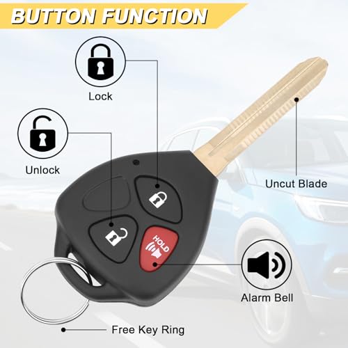 Vurkcy Key Fob Replacement for 2006-2011 Toyota RAV4/ 2008-2013 XB Car Keyless Entry Remote Control,HYQ12BBY 4D67 Chip,3 Buttons,2Pcs - Image 3