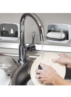 KASTWAVE Bar Soap Holder, 4 Pack Soap Dish Holder Shower Wall Mounted Bar Soap Holder with Drain Flip Waterproof Soap Container Removable Soap Box Holder Adhesive Bathroom Sink Soap Box Dish White  - Image 3