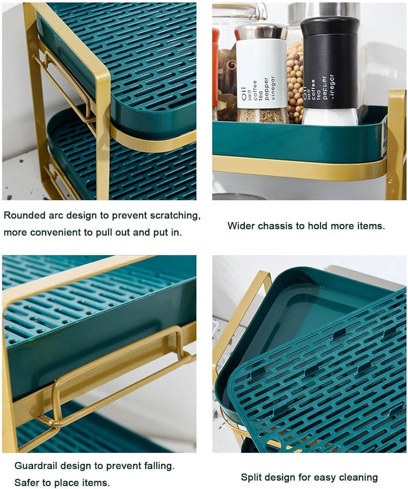 VHG up Drying Rack Stand 2 Tier Organizer Countertop Station Shelf Strong Carbon Steel MultiFunctional Storage Organizer for Home Office Kitchen Coffee Cups Mugs Glass Cups Etc Green - Image 4