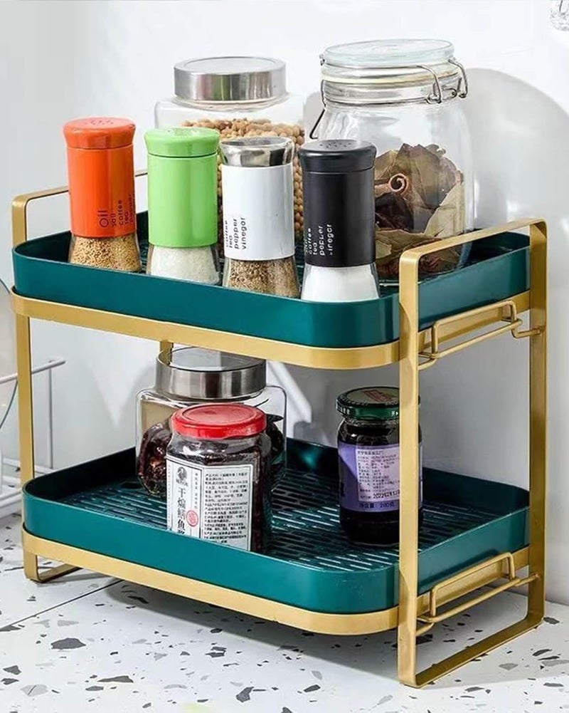 VHG up Drying Rack Stand 2 Tier Organizer Countertop Station Shelf Strong Carbon Steel MultiFunctional Storage Organizer for Home Office Kitchen Coffee Cups Mugs Glass Cups Etc Green - Image 5