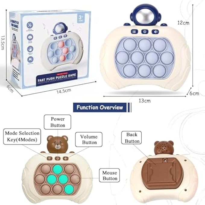 QUICK PUSH BUBBLE GAME FOR KIDS & ADULTS, MINI-HANDHELD FAST SPEED POP FIDGET TOY FOR STRESS RELIEF - BOYS, GIRLS, TEENS (BEAR) - Image 5