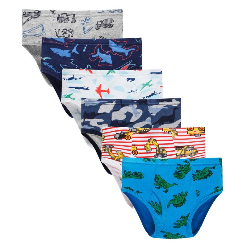 Boboking Little Boys Briefs Dinosaur Truck Toddler Kids Underwear (Pack of 6) 10Y - Image 1