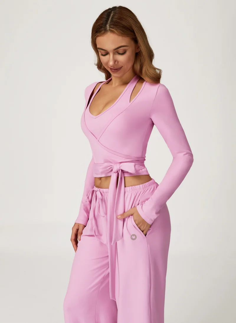 KAWN.YOGA Carnation Pink Mid Waist Wide Leg Joggers for Women | Best Price UAE