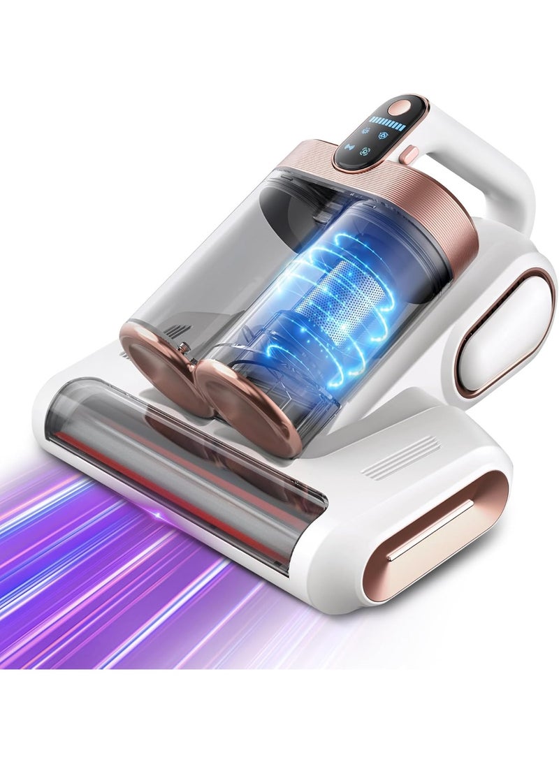 مكنسة فراش لاسلكية، مكنسة سرير 15 كيلو باسكال بضوء UV-C 253.7 نانومتر، فلتر HEPA وموجات فوق صوتية، مكانس يدوية متعددة الاستخدامات للسرير، الأريكة، الكنبة، سرير الطفل - Image 1