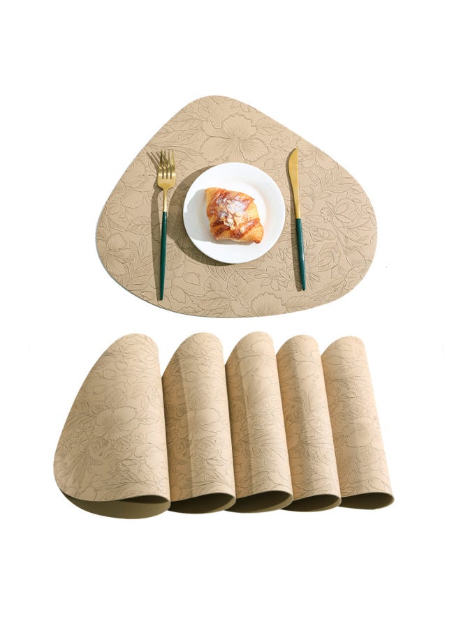 Leather Placemat Double-sided Waterproof Oil-proof Heat Insulation Mat Dining Table Food Mat Hotel Non-slip Placemat Dining Table Premium Sense-Color:Apricot-Specifications:Anti-slip Upgraded Model - Image 1