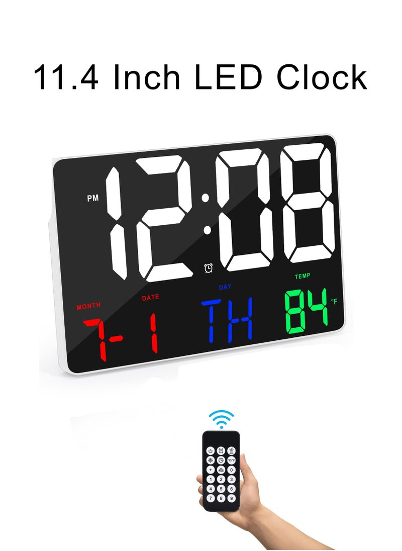 Generic - Wall Clock Large Display 11.4 Inch Large LED with Remote Control for Living Room Décor Automatic Brightness Dimmer Big Clock with Date Week Temperature - Image 1