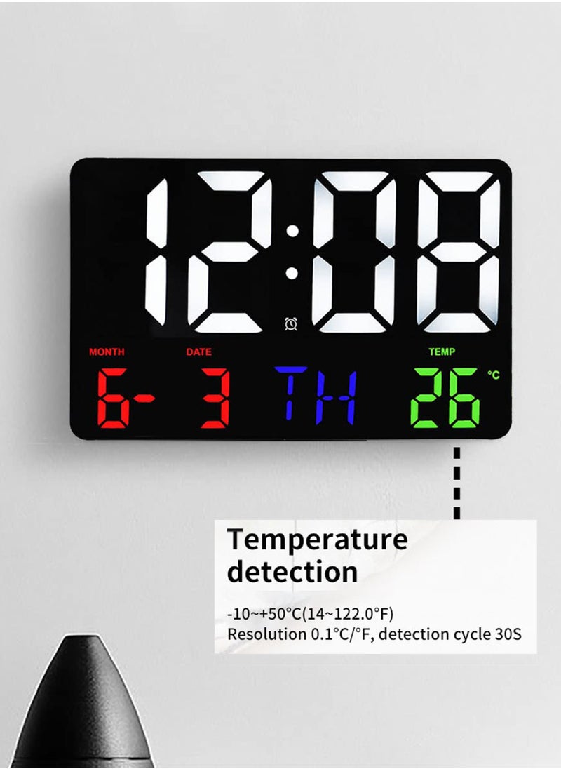 Generic - Wall Clock Large Display 11.4 Inch Large LED with Remote Control for Living Room Décor Automatic Brightness Dimmer Big Clock with Date Week Temperature - Image 1