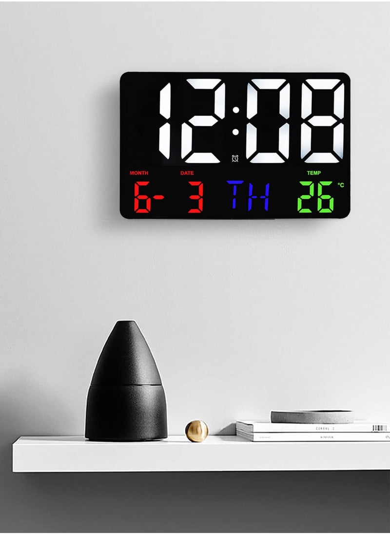 Generic - Wall Clock Large Display 11.4 Inch Large LED with Remote Control for Living Room Décor Automatic Brightness Dimmer Big Clock with Date Week Temperature - Image 1
