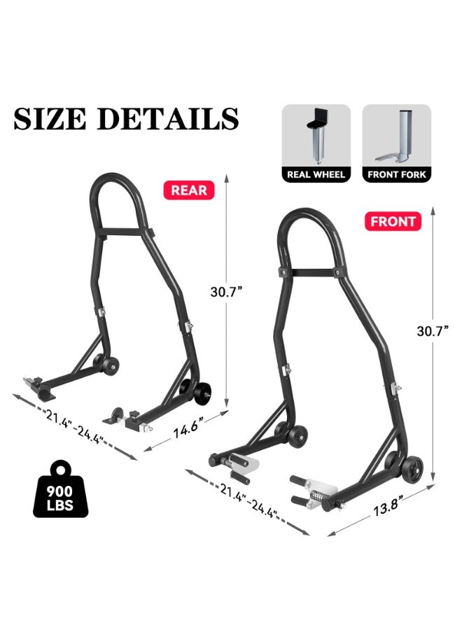 WALALLA Motorcycle Stand Lift,450kg Capacity Motorcycle Stands Front and Rear Combo,Universal Wheel Lift Stand with U+L Adjustable Swing Arm Spool for Most Honda,Yamaha,Ducati,Kawasaki,Suzuki,BMW - Image 2