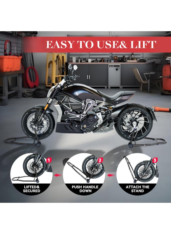 WALALLA Motorcycle Stand Lift,450kg Capacity Motorcycle Stands Front and Rear Combo,Universal Wheel Lift Stand with U+L Adjustable Swing Arm Spool for Most Honda,Yamaha,Ducati,Kawasaki,Suzuki,BMW - Image 5