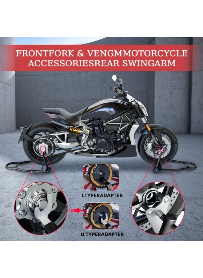 WALALLA Motorcycle Stand Lift,450kg Capacity Motorcycle Stands Front and Rear Combo,Universal Wheel Lift Stand with U+L Adjustable Swing Arm Spool for Most Honda,Yamaha,Ducati,Kawasaki,Suzuki,BMW - Image 4
