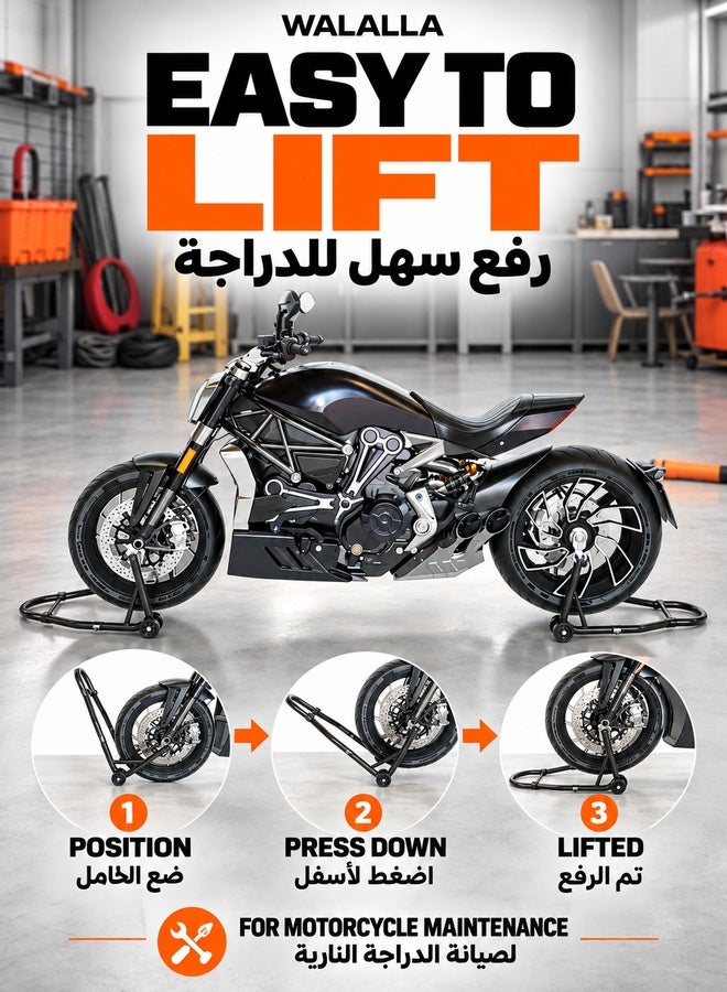 WALALLA Motorcycle Stand Lift,450kg Capacity Motorcycle Stands Front and Rear Combo,Universal Wheel Lift Stand with U+L Adjustable Swing Arm Spool for Most Brand - Image 5