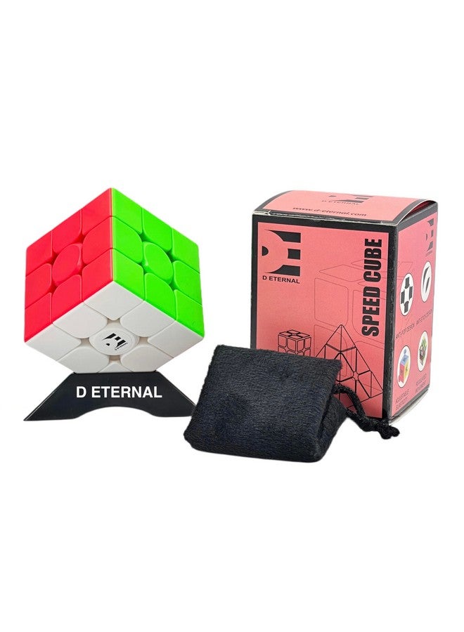D ETERNAL D ETERNAL 3x3 Stickerless Cube | Beginner Speedcube for Kids & Adults with Cube Stand and Protecting Pouch Bag Cube Combo Set (3x3+Stand+Bag)  - Image 1