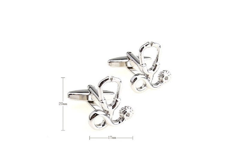 MRCUFF Stethoscope MD Doctor Pair of Cufflinks in a Presentation Gift Box & Polishing Cloth - Image 2