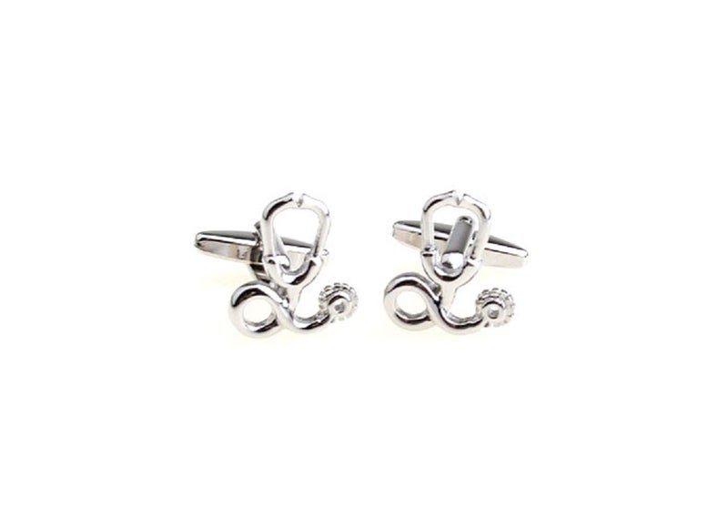 MRCUFF Stethoscope MD Doctor Pair of Cufflinks in a Presentation Gift Box & Polishing Cloth - Image 3