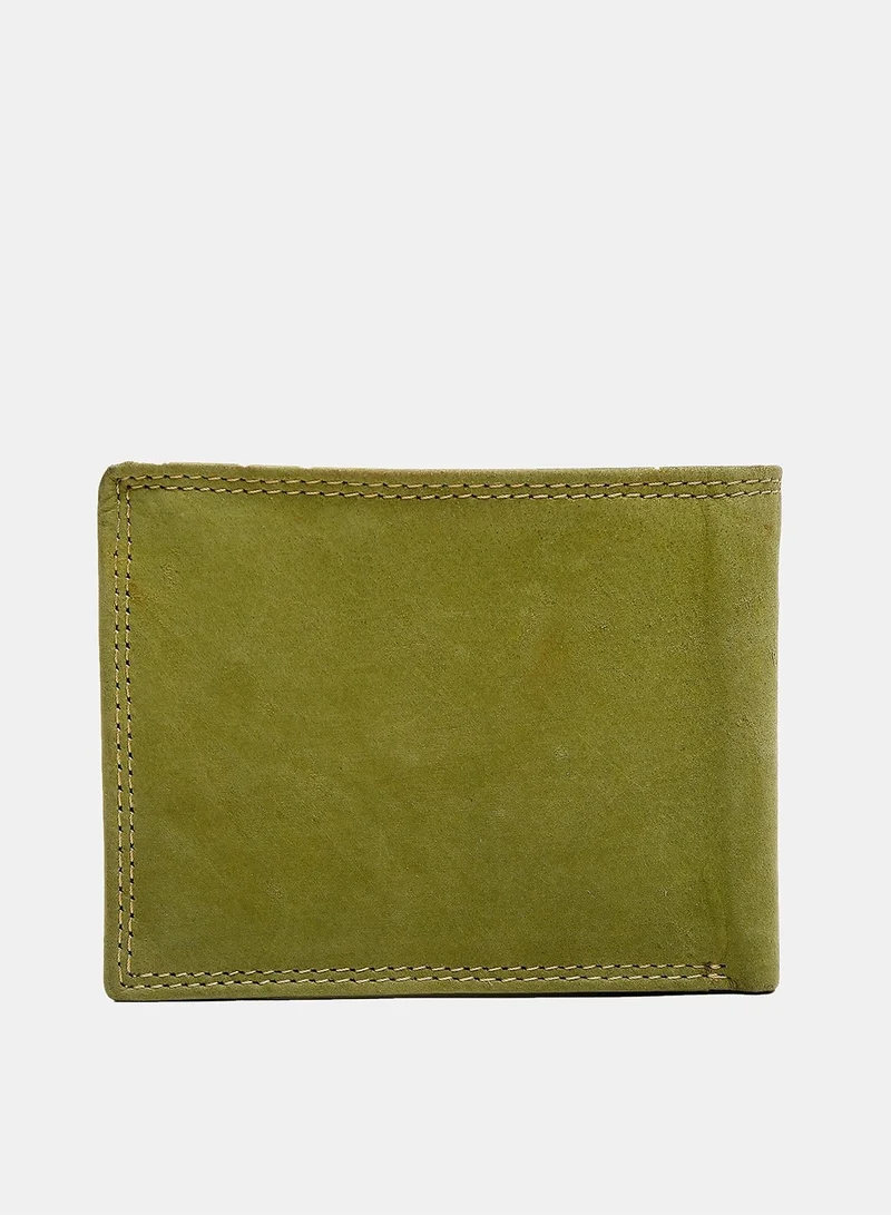 Teakwood green Teakwood Leather Genuine Leather Bi-Fold Wallet for Men | Green Wallet | 2 Main Compartments | 3 Card Slots | 2 Slip Pockets | Flap Coin Pocket (Non-Detachable) | External Pocket | Premium Durable Everyday Wallet for Men | Best Price UAE